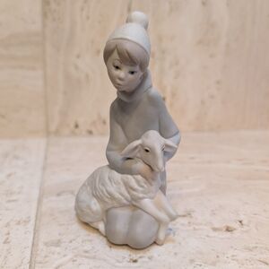 Lladro Pastel Blue Shepherd with Lamb
